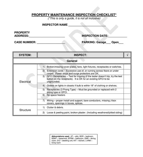 Free Plumbing Maintenance Checklist Templates Pdf American