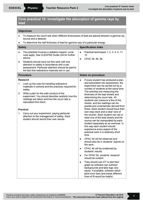 As And A Level Physics Core Practical Gamma Radiation Student