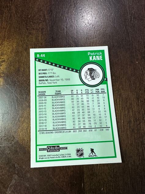 O Pee Chee Platinum R Patrick Kane Chicago Blackhawks Ebay