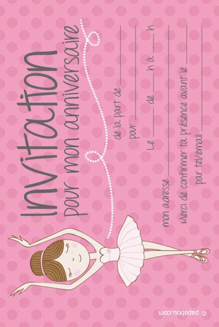 Invitation Anniversaire Danseuse Ballerine Rose Invitation