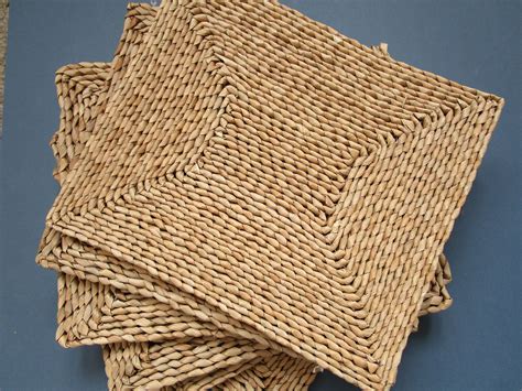 Set Of Six Vintage Woven Seagrass Placemats Large Table Mats Natural