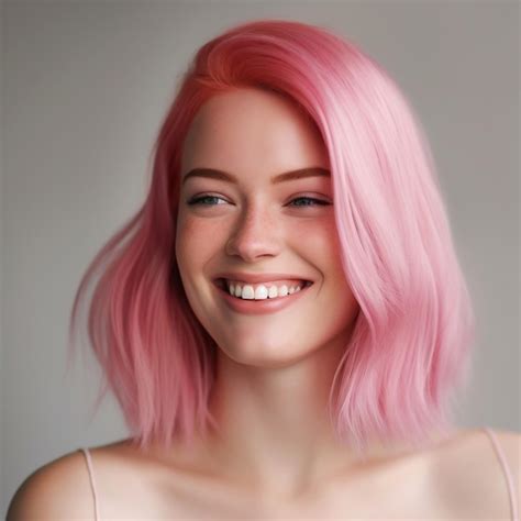 Premium Ai Image Woman With Pink Hair Is Smiling Image Generated By Ai