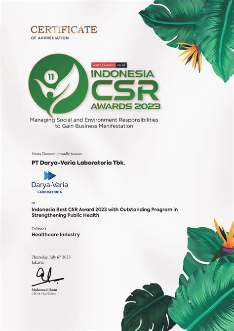 Darya Varia Meraih Penghargaan Indonesia CSR Awards 2023