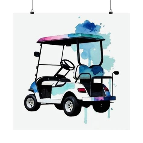 Golf Cart Water Color Poster Etsy