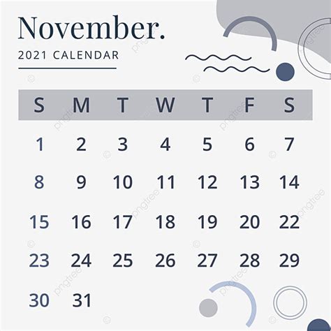 November 2021 Design Template Memphis Calendar November 2021