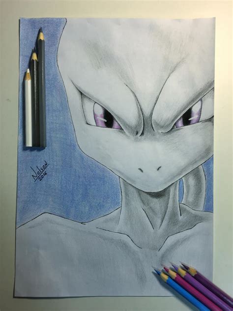 Pokemon Mewtwo - Colored Pencil Drawing by nelsonaubert on DeviantArt