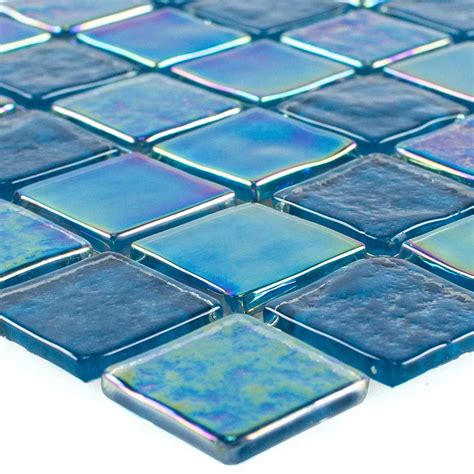 Mosaico De Cristal Azulejos Efecto Nacarado Carlos Azul 23