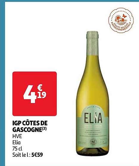 Promo Igp Côtes De Gascogne Hve Elia chez Auchan iCatalogue fr