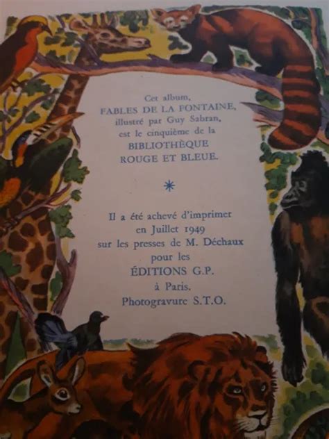 LES FABLES DE La Fontaine Bibliotheque Rouge Et Bleue Sabran Eo 1949