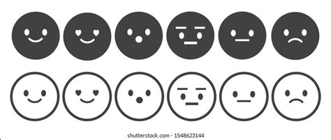 Set Outline Emoticons Emoji Isolated On Stock Vector Royalty Free