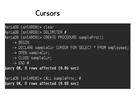 Cursors In Mysql Ppt