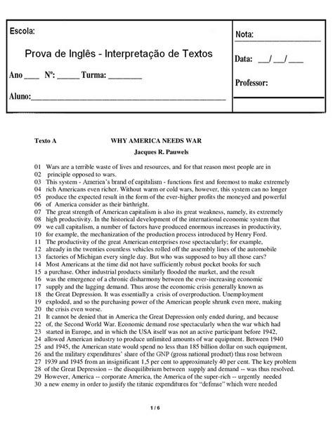 Portal Escola Prova De InglÊs Com InterpretaÇÃo De Textos Atividades Para Imprimir