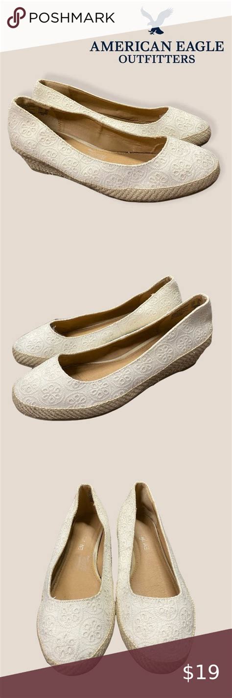 Ae American Eagle Cream Espadrille Wedges 7