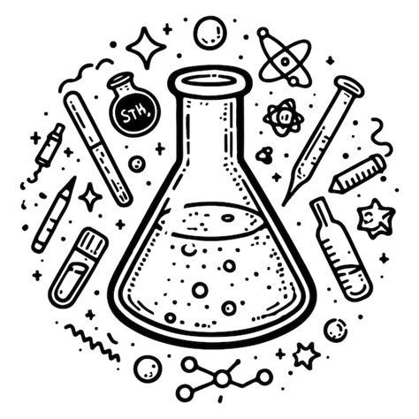 Icono de Doodle dibujado a mano con un frasco con solución química