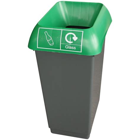 Bison 50l Recycling Bin With Green Lid Glass Sticker Janpal Uk