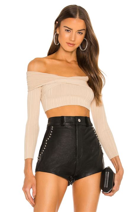 Michael Costello X REVOLVE Knit Ribbed Off Shoulder Top In Black REVOLVE