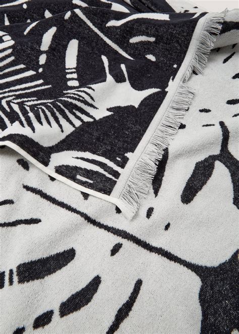 Monochrome Palm Print Oversized Beach Towel 170cm X 90cm Matalan