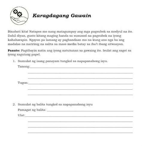 SOLVED Karagdagang Gawain Binabati Kital Natapos Mo Nang Matagumpay