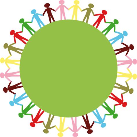 Clip art of people holding hands around green circle | Free SVG