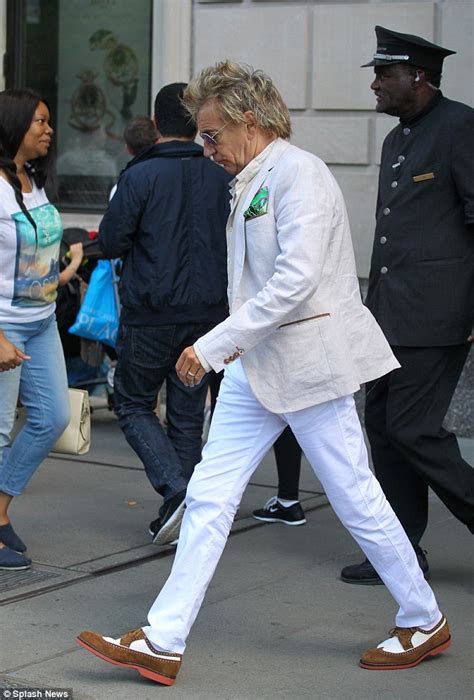 Rod Stewart Looks Dapper In White Jeans And Linen Blazer As He Steps