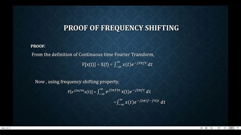 Frequency Shifting Property Of Continuous Time Fourier Transform Youtube