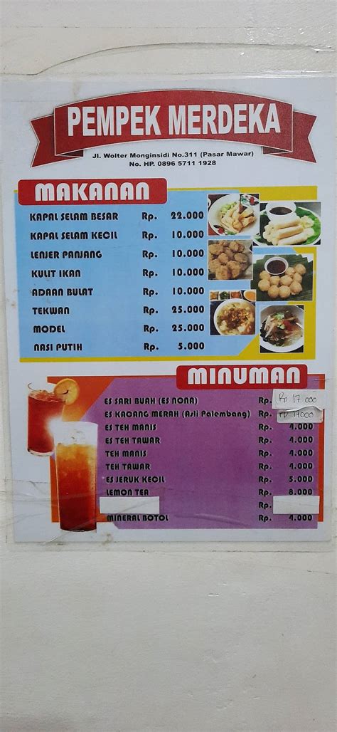 Carta Del Restaurante Pempek Merdeka Pontianak X8FJ Q8M