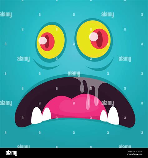 Angry Cartoon Monster Face Vector Halloween Monster Square Avatar