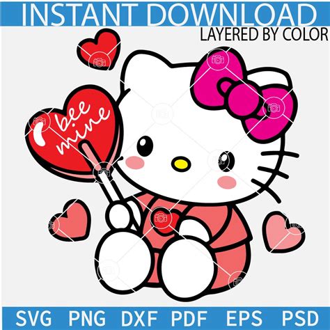 Be Mine Kitty SVG, Hello Kitty Be Mine SVG, Valentine Kitten SVG