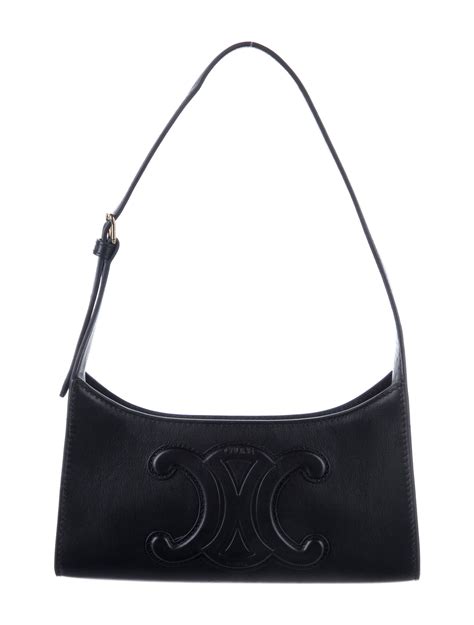 Celine Cuir Triomphe Shoulder Bag Black Shoulder Bags Handbags