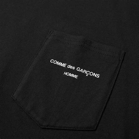 Comme Des Garcons Homme Long Sleeve Logo Pocket T Shirt Black End