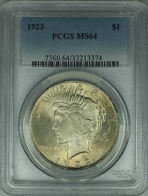 1923 Silber Peace Dollar 1 Dollar Münze PCGS ms 64 leicht getönten 12d