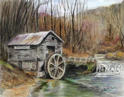 Old Grist Mill Painting By C Keith Jones