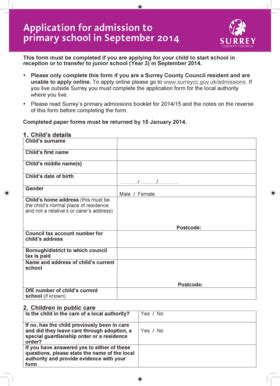 Fillable Online New Surreycc Gov Primary Application Form Surrey