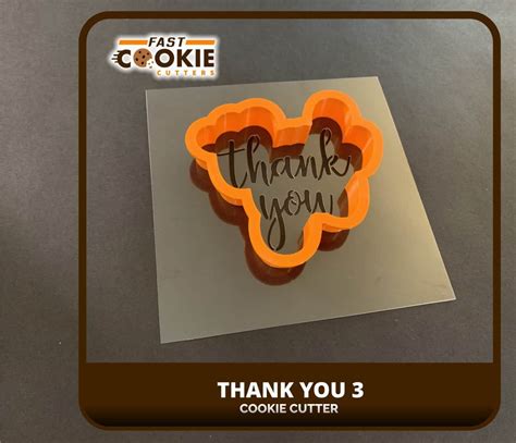 Thank You Cookie Cutter with Stamp or Stencil - Fast Cookie Cutters