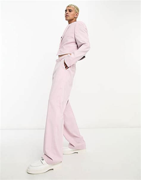 Asos Design Wide Leg Suit Trousers In Purple Asos