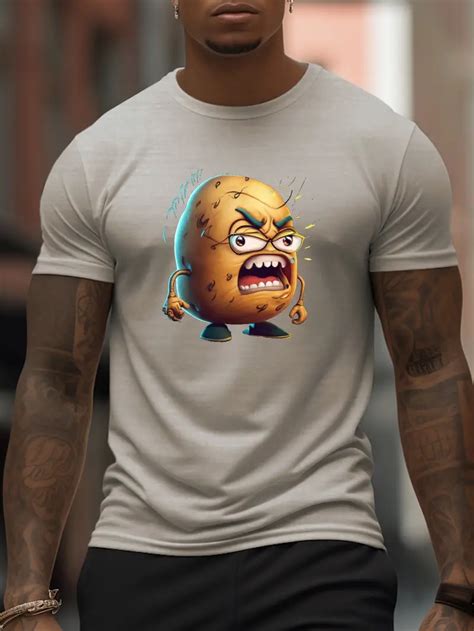 Angry Potato Print T Shirt Tees Men Casual Short Sleeve T Temu Canada