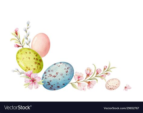 Happy Easter Vector Watercolor Hand Painted Greeting Card Composition