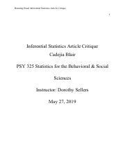 PSY 325 Statistics For The Behavioral Social Sciences WEEK 2