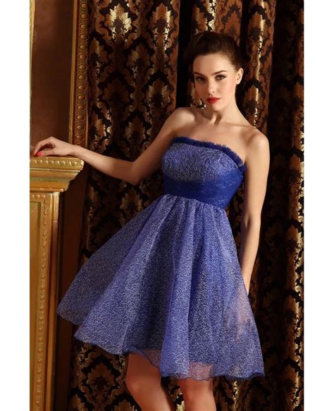 A Line Strapless Tulle Short Prom Dress With Beading OP85049 107 8