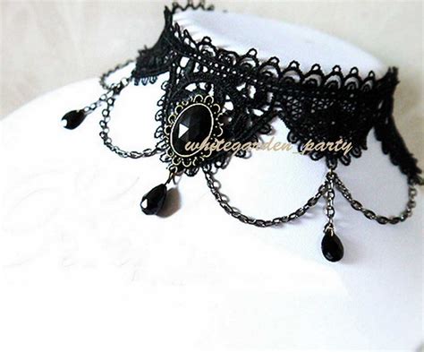 Black Lace Gothic Choker Necklace Goth Victorian Lolita Steampunk