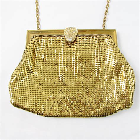 Vintage Whiting Davis Gold Mesh Purse With Rhinestone Clasp Etsy