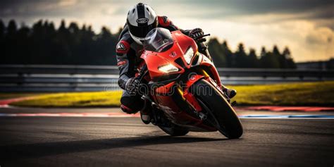 Motorcycle Leaning Into A Fast Corner On Track The Thrill Of Motogp