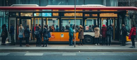 People Waiting For The Bus Premium Ai Generated Image