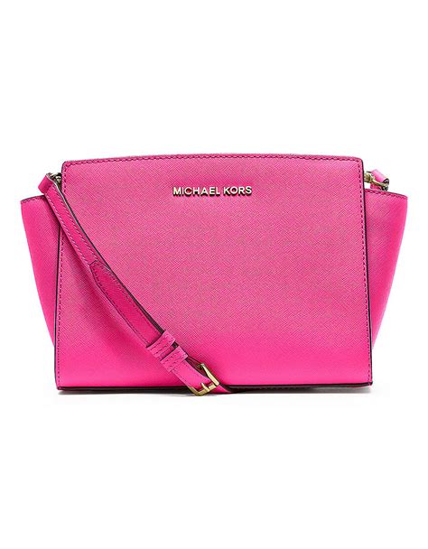 Michael Michael Kors Selma Leather Medium Messenger Bag In Pink Neon Pink Lyst