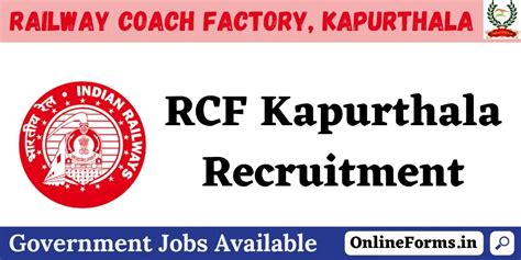 Rcf Kapurthala Recruitment Apprentice Post Forms Online