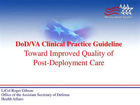 Ppt Dod Va Clinical Practice Guideline Toward Improved Quality Of