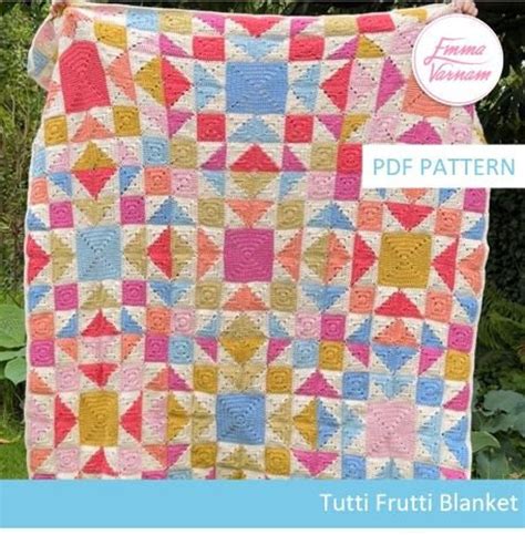 Crochet Blanket Pattern Tutti Frutti Blanket Quilt Design Granny