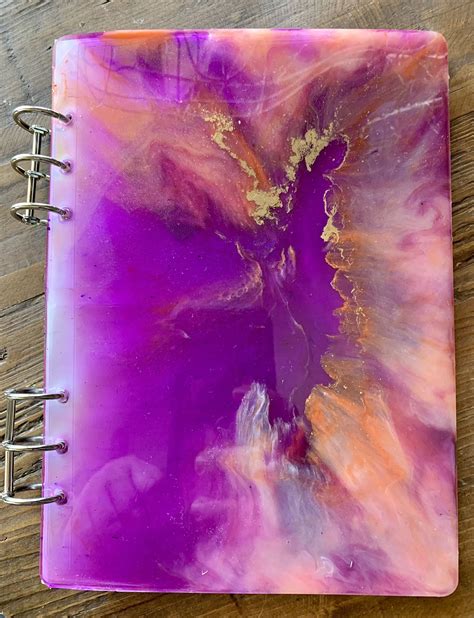 Purple Shimmer Resin Notebook Handmade Gift Etsy