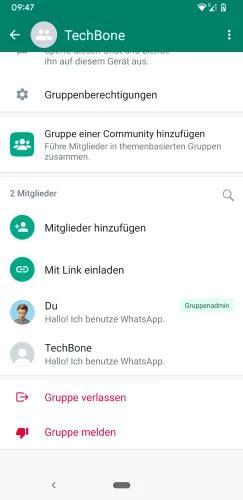 WhatsApp Gruppe verlassen und löschen TechBone