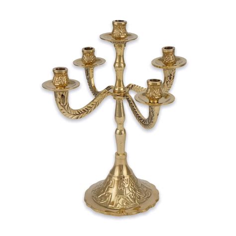 Five Candle Brass Candelabra Orthodox Candle Holders Blessedmart